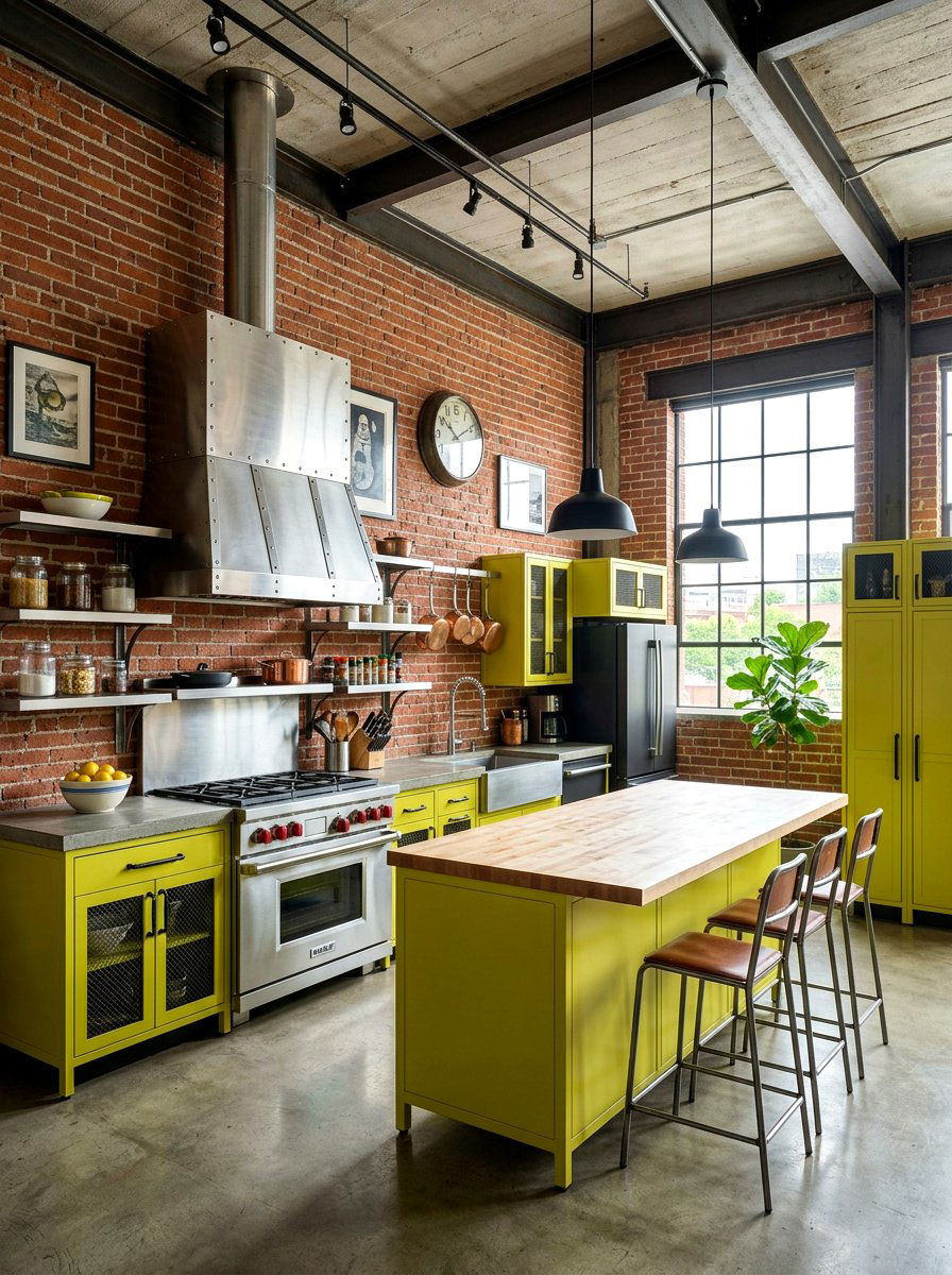 Industrial Chartreuse Kitchen - 30 chartreuse kitchen ideas