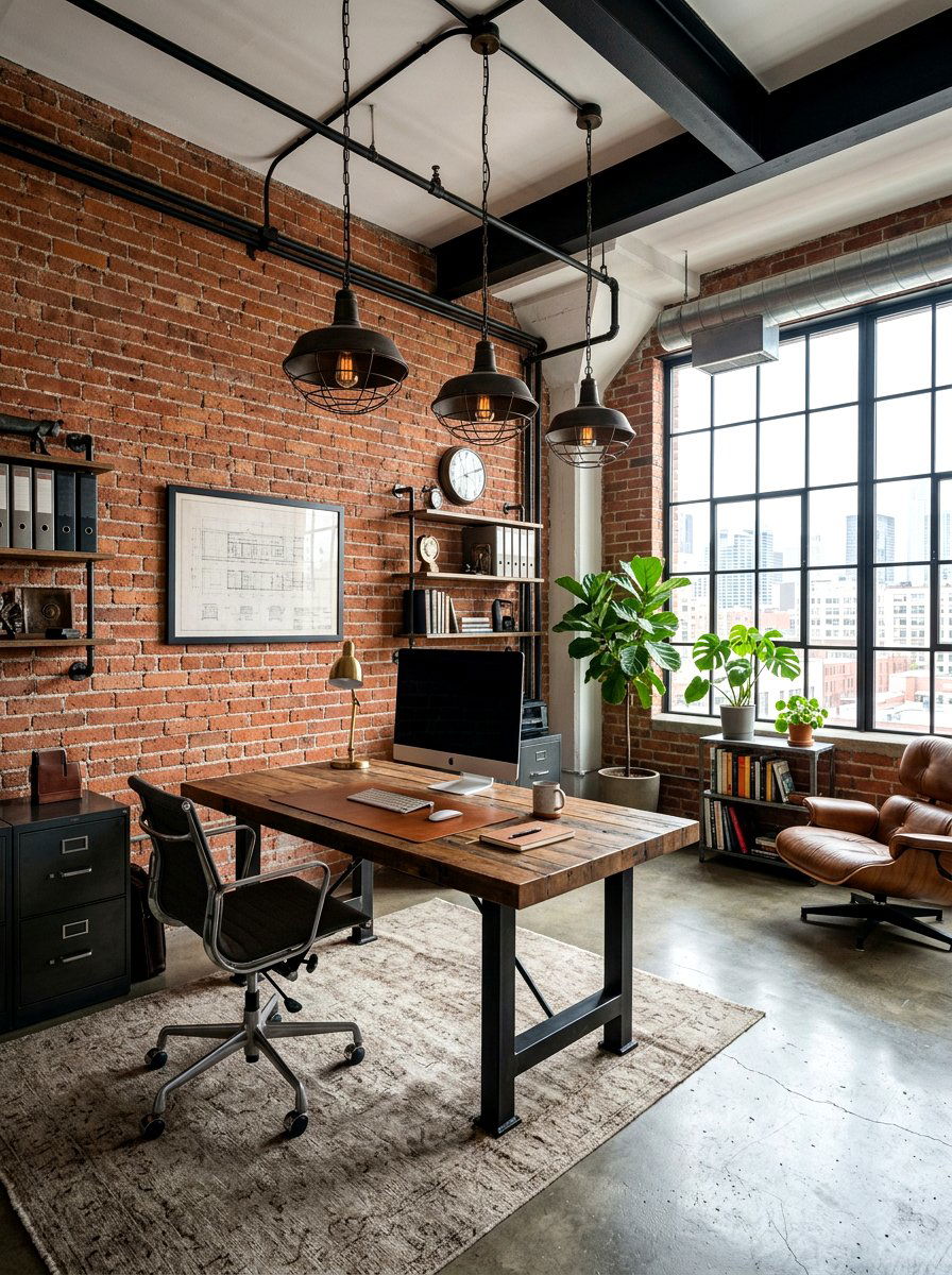 Industrial Chic Office Design - 30 luxury home office ideas