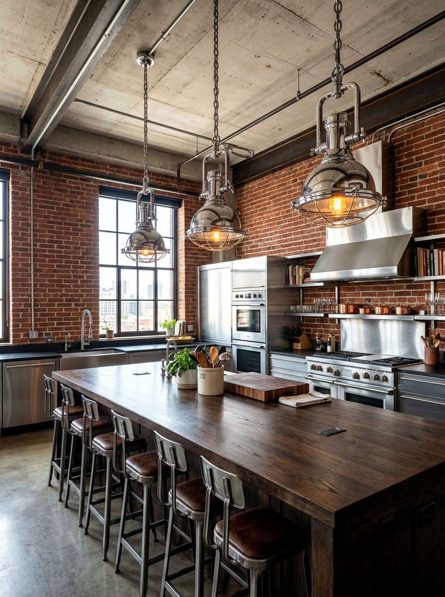 Industrial Chrome Pendant - 30 chrome kitchen pendant ideas