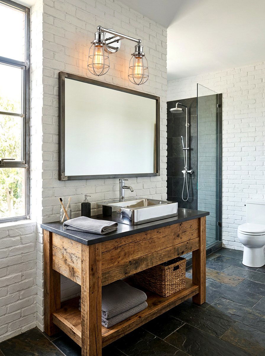 Industrial Chrome Vanity Light - 30 chrome bathroom lighting ideas