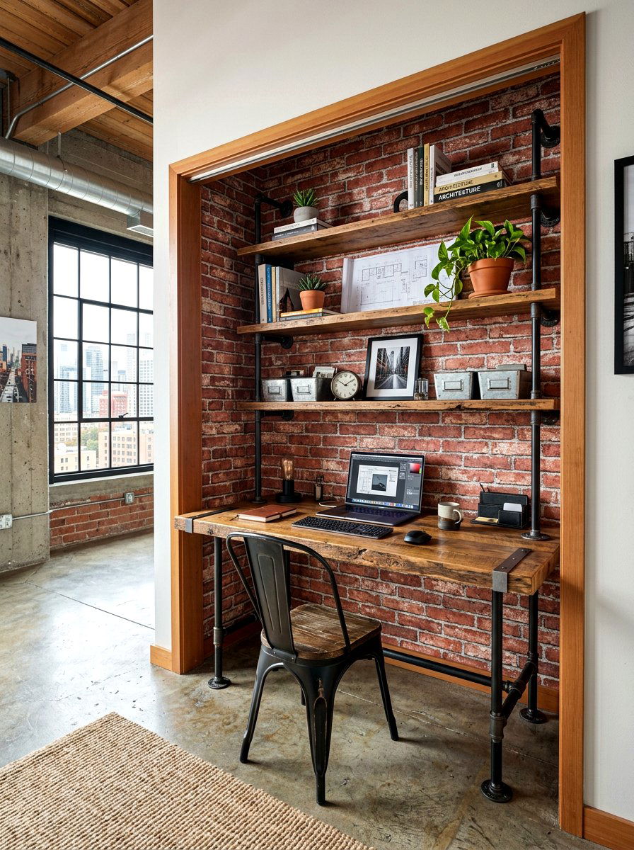 Industrial Closet Office - 30 cloffice ideas