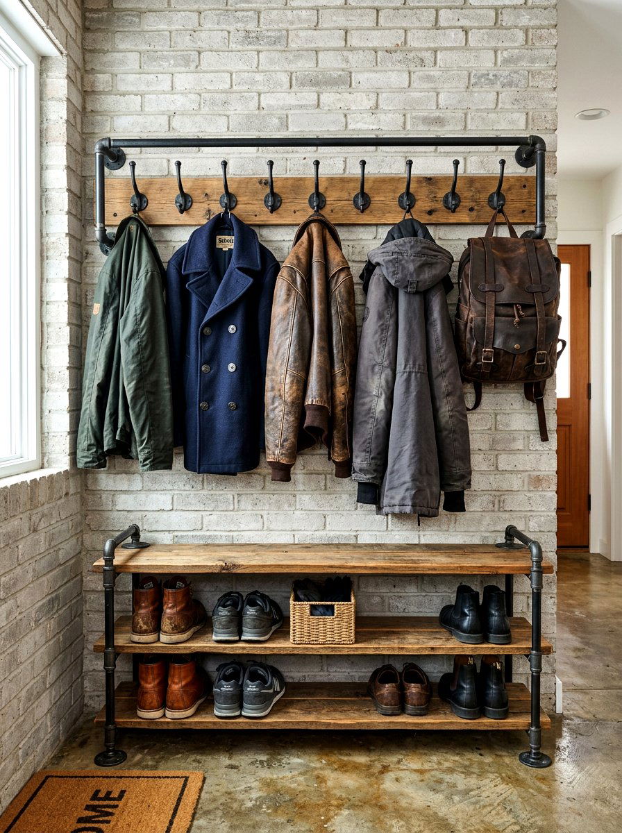 Industrial Coat Rack - 30 welcoming entryway ideas