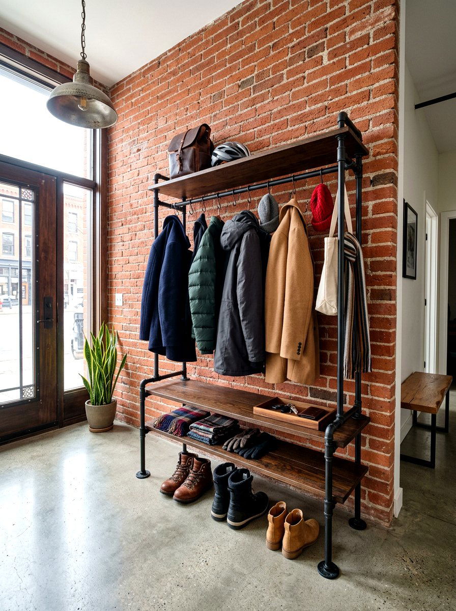 Industrial Coat Rack - 30 warm welcome entryway ideas