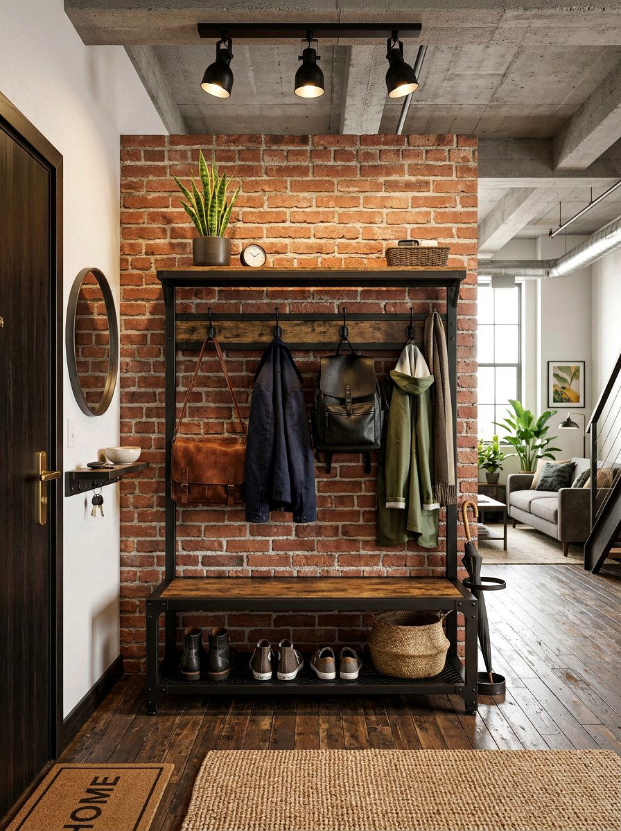 Industrial Coat Rack - 30 apartment entryway ideas