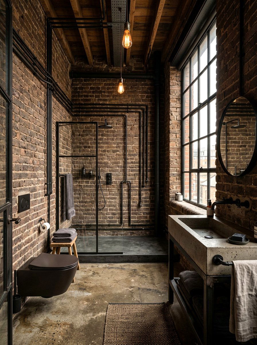 Industrial Cocoa Brown Bathroom - 30 cocoa brown bathroom ideas