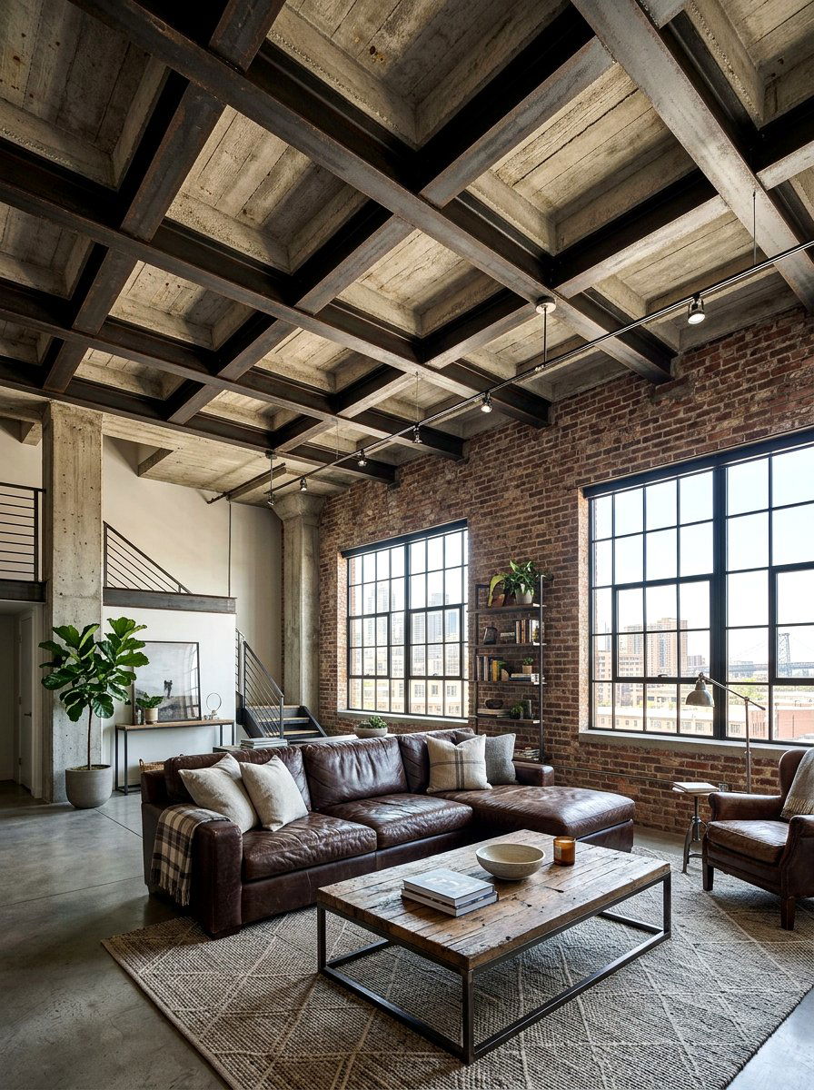 Industrial Coffered Ceiling Living Room - 30 coffered ceiling living room ideas