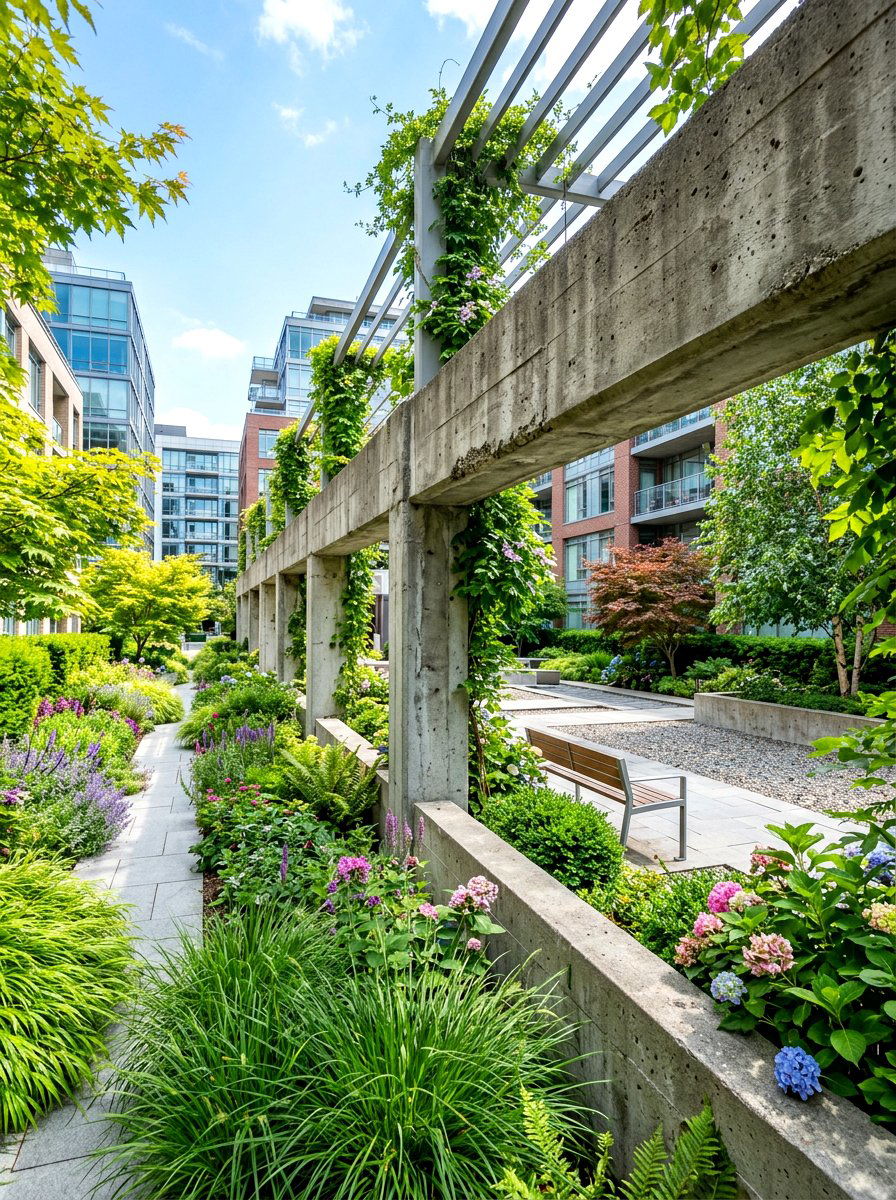 Industrial Concrete Beam - 30 concrete garden border ideas