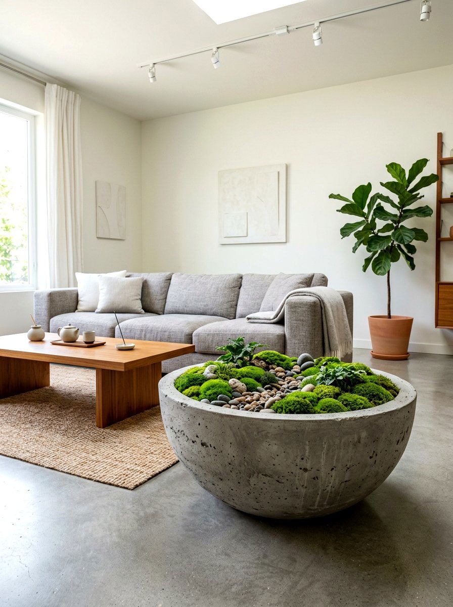 Industrial Concrete Bowl Planter - 30 concrete planter ideas
