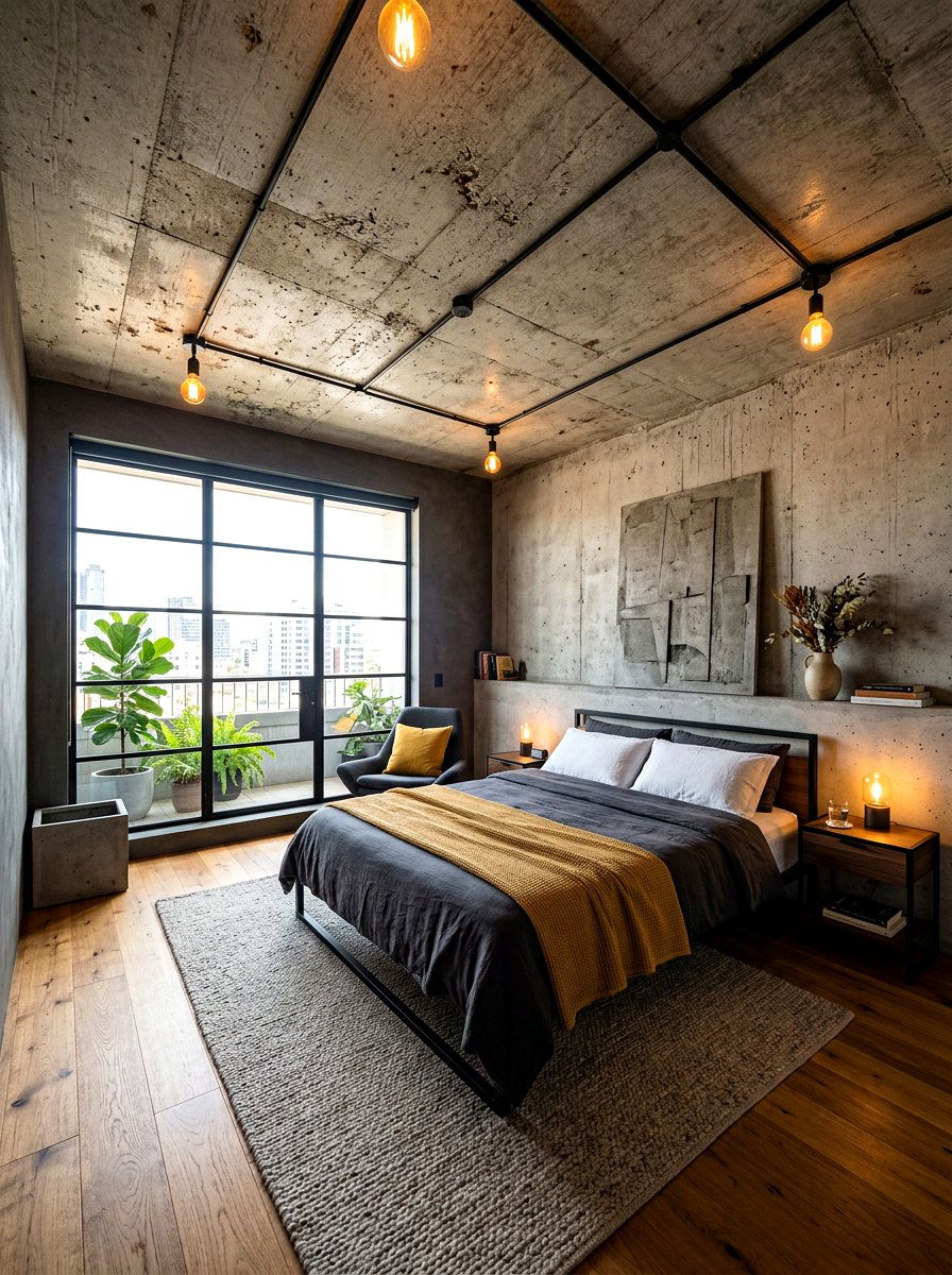Industrial Concrete Ceiling - 30 bedroom ceiling ideas