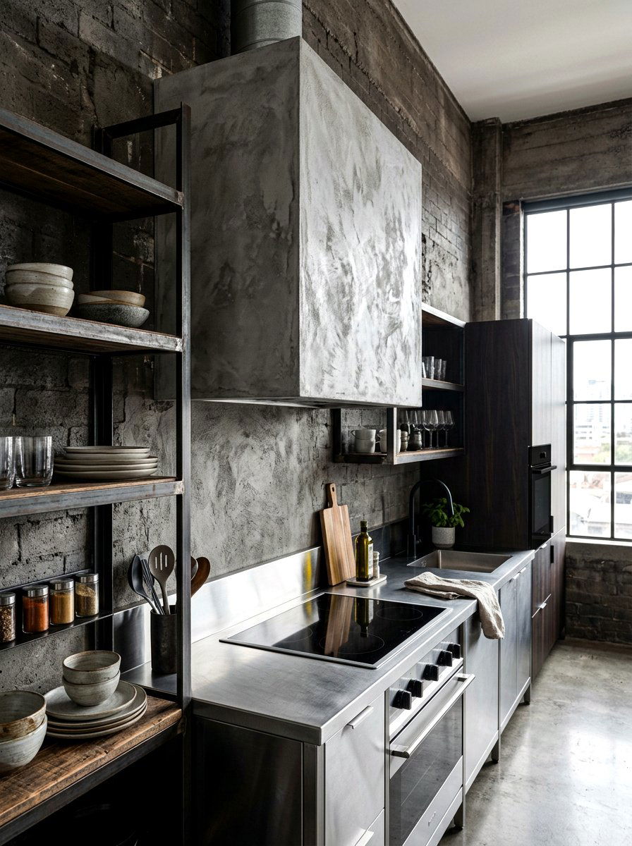 Industrial Concrete Finish Plaster Hood - 30 plaster range hood ideas