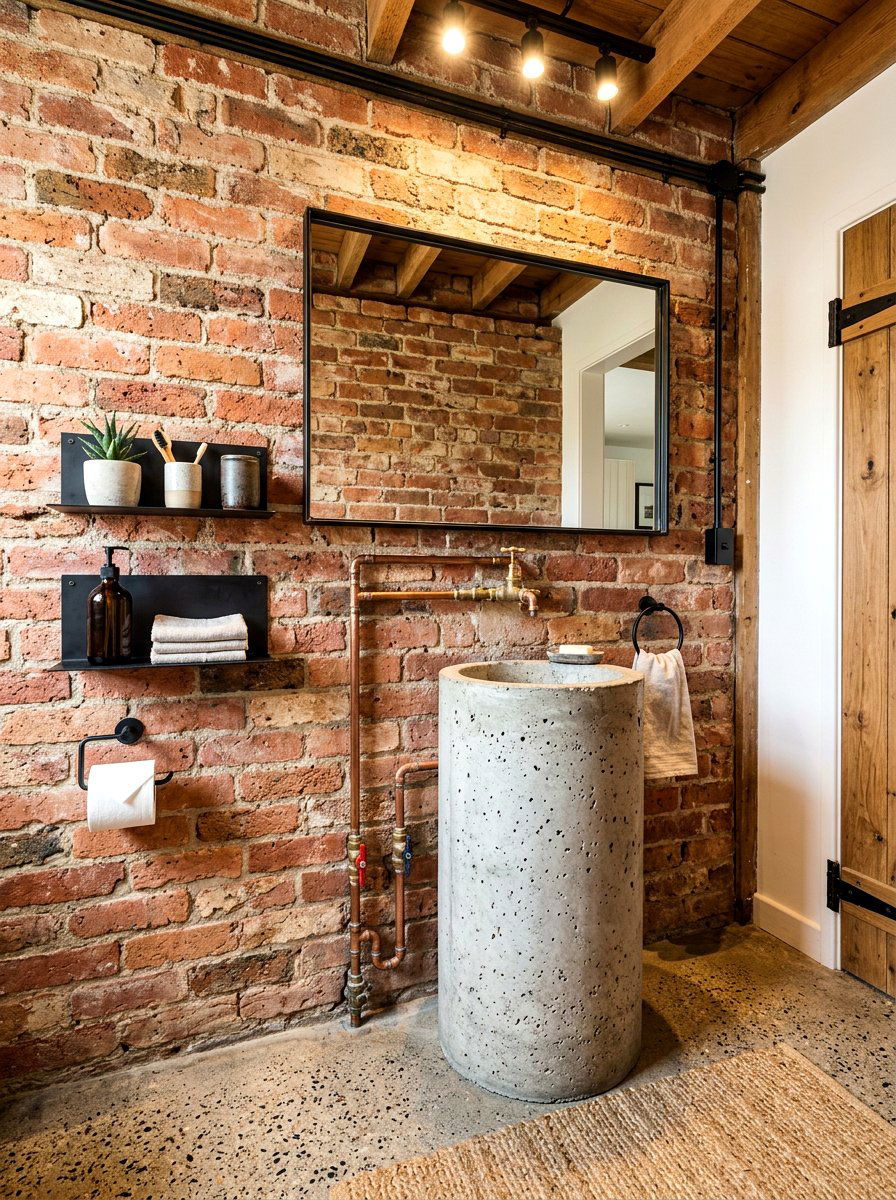 Industrial Concrete Pedestal - 30 concrete sink bathroom ideas