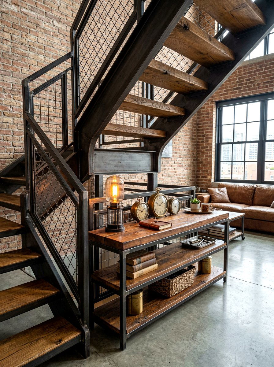 Industrial Console Behind Stairs - 30 console behind stairs ideas