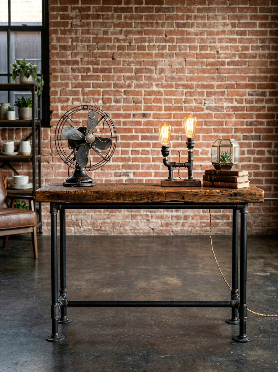 Industrial Console Table - 30 console styling ideas