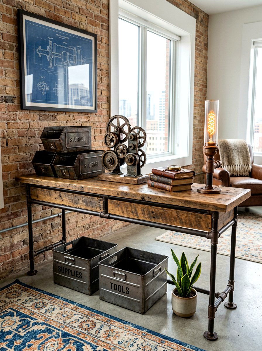 Industrial Console Table - 30 console table decor ideas