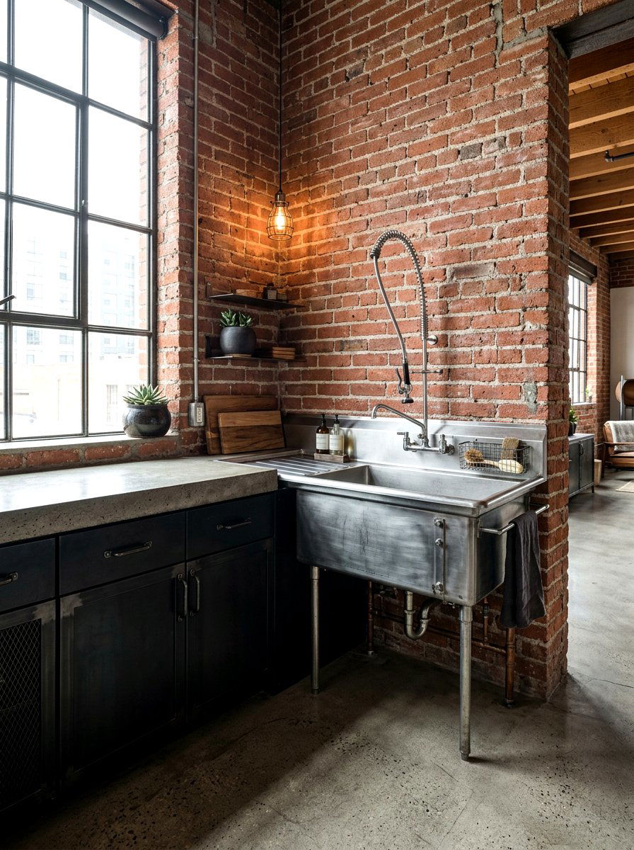 Industrial Corner Sink - 30 corner sink kitchen ideas