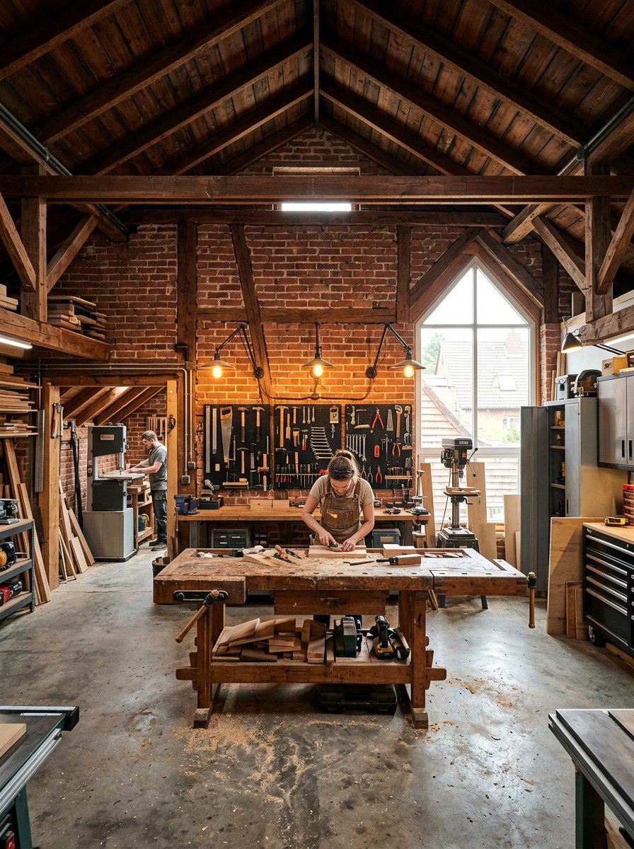 Industrial Craft Workshop Attic - 30 attic studio ideas