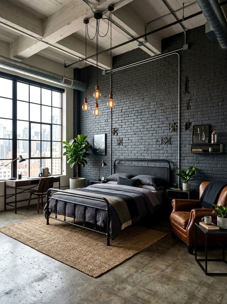 Industrial Dark Bedroom - 30 dark bedroom ideas