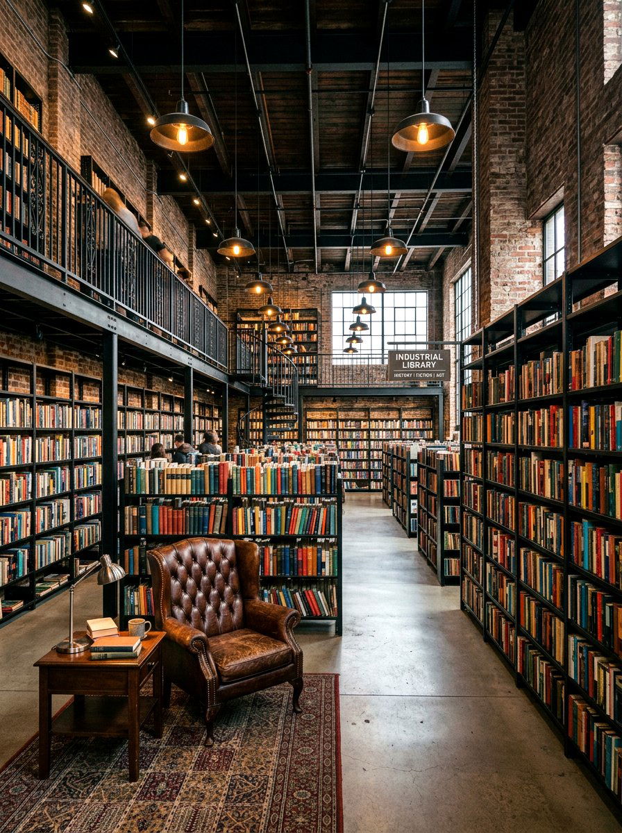 Industrial Dark Library - 30 moody reader nook ideas