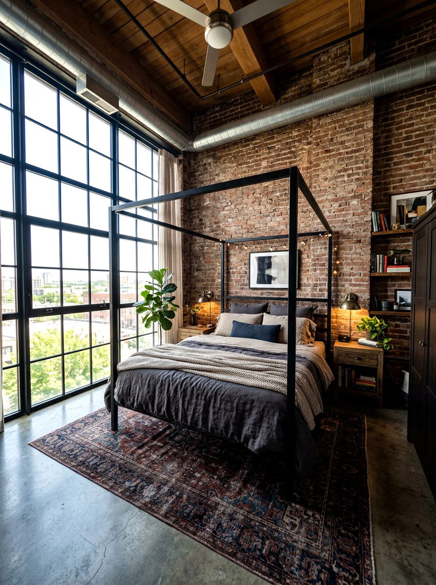 Industrial Dark Romantic Bedroom - 30 dark romantic bedroom ideas