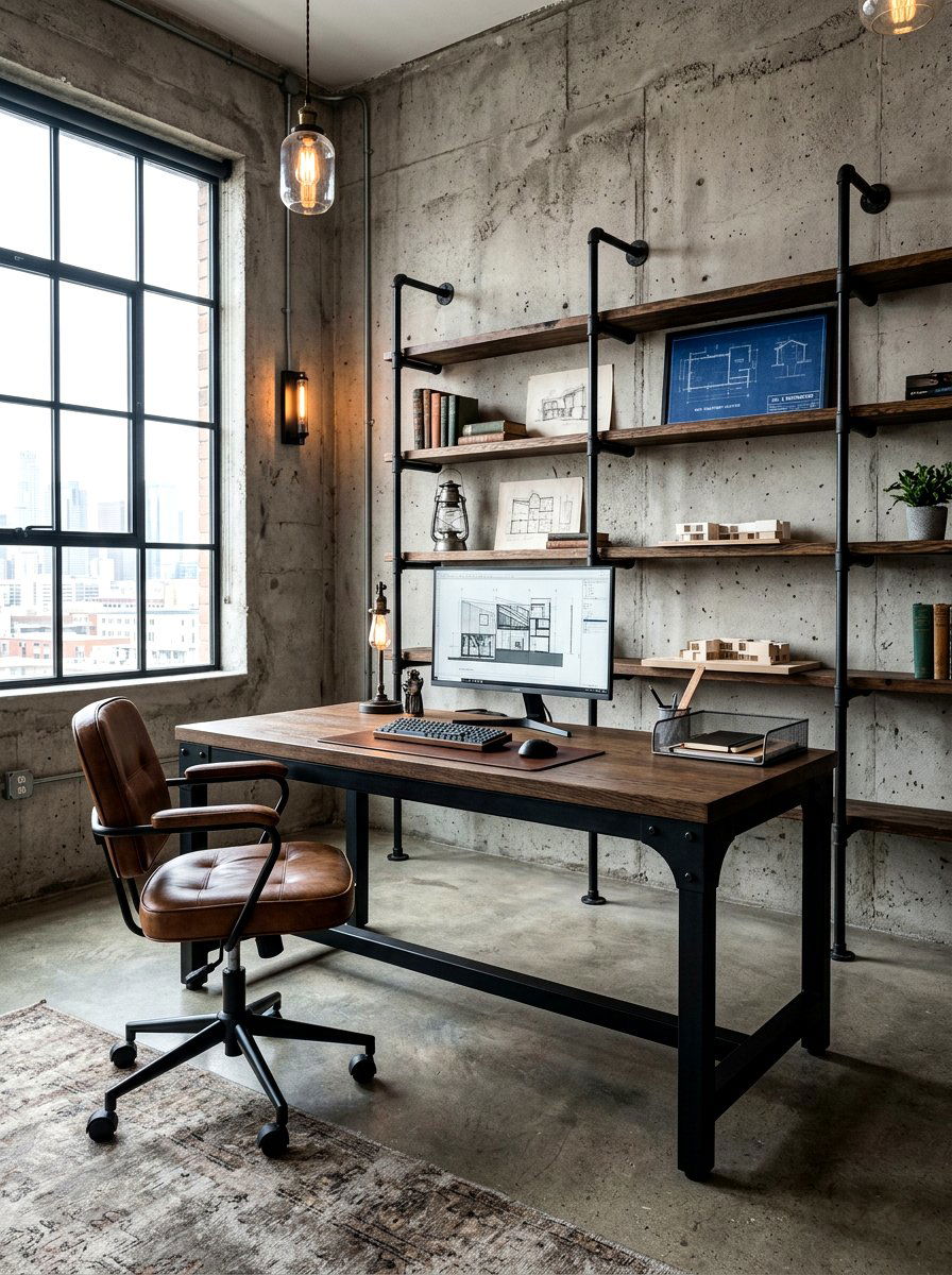 Industrial Dark Wood Office Furniture - 30 dark wood office ideas
