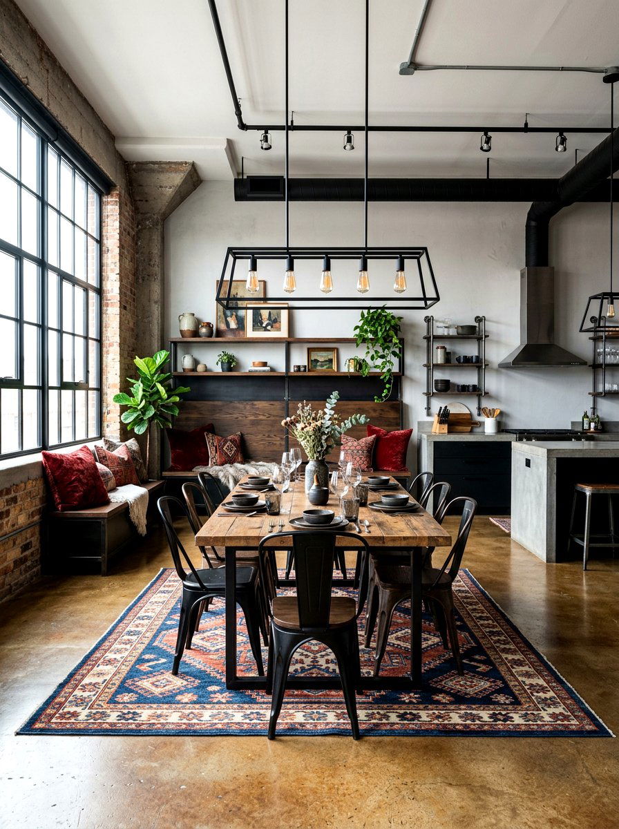 Industrial Dining Room Style - 30 oxblood fall dining room ideas