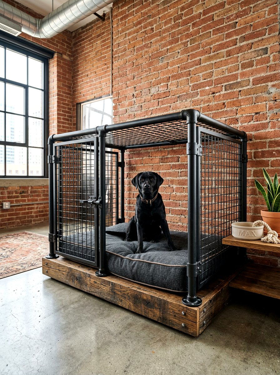Industrial Dog Kennel - 30 dog bedroom decor ideas