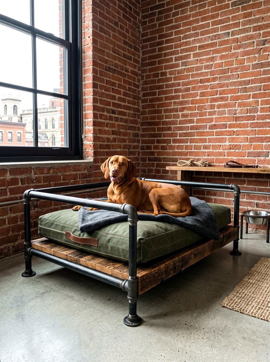 Industrial Dog Lounge - 30 pet corner living room ideas
