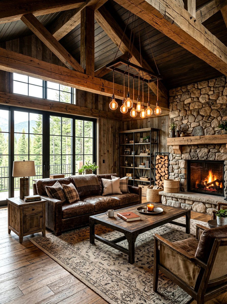 Industrial Edison Bulb Fixture - 30 layered lighting living room ideas