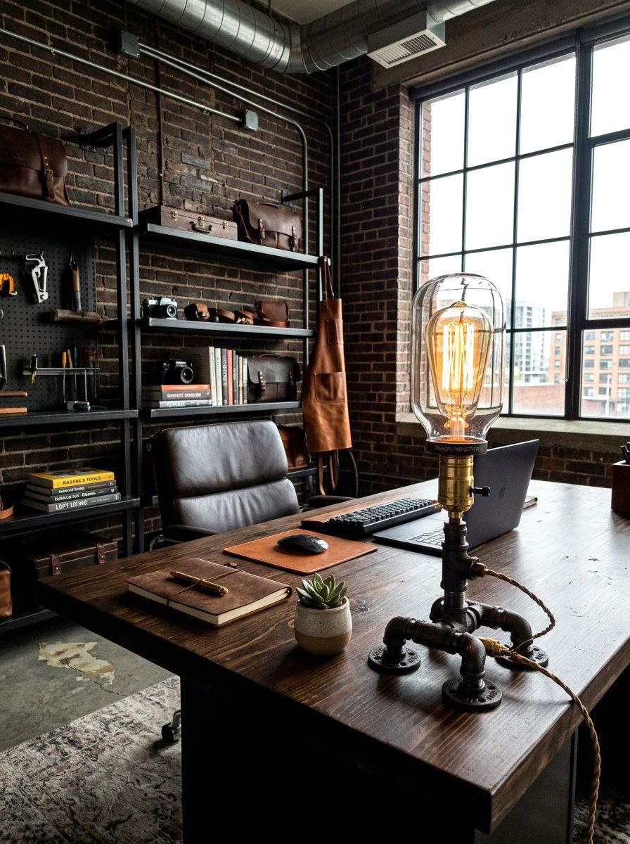 Industrial Edison Bulb Lamp Space - 30 lamp lit office ideas