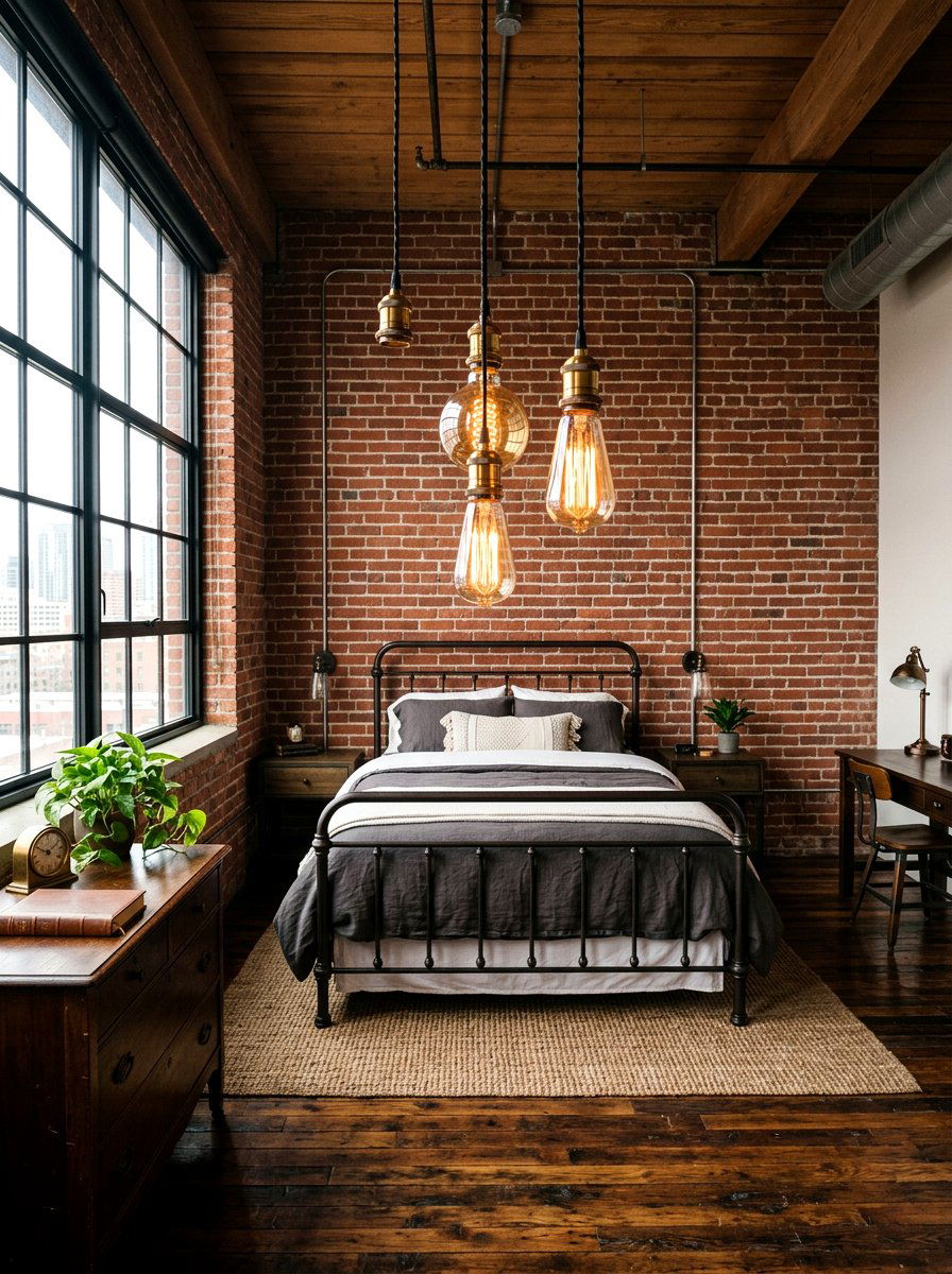 Industrial Edison Bulb Pendants - 30 ambient lighting bedroom ideas