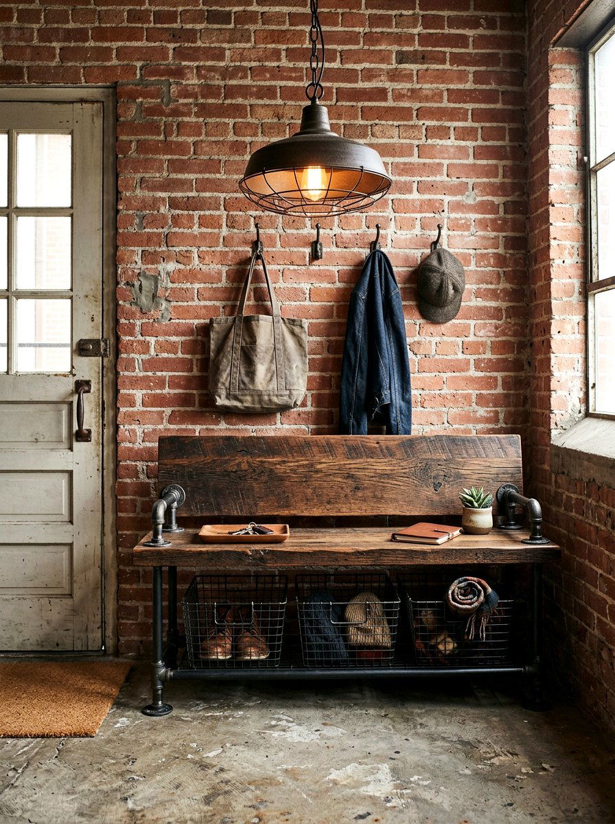 Industrial Entryway Bench Set - 30 entry alcove ideas