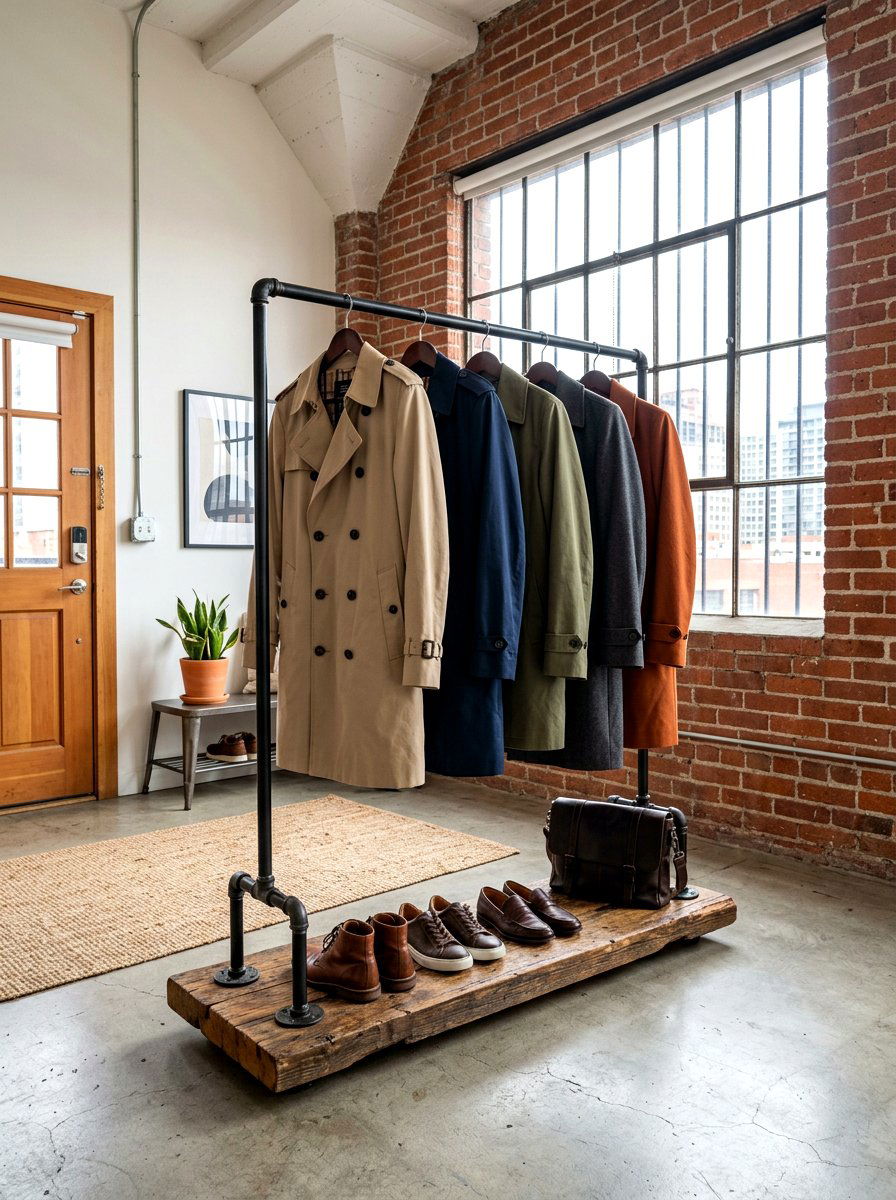 Industrial Entryway Clothing Rack - 30 entryway storage ideas