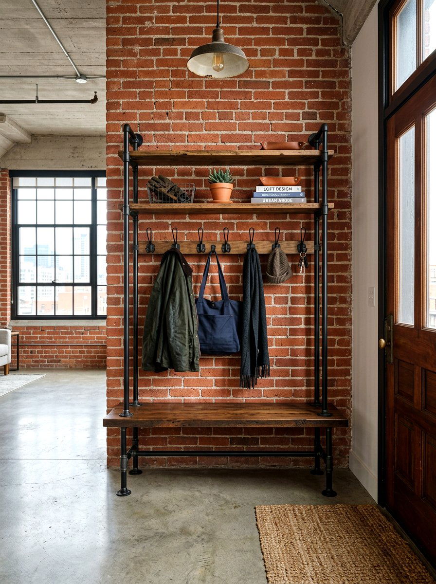 Industrial Entryway Rack - 30 TikTok entryway ideas