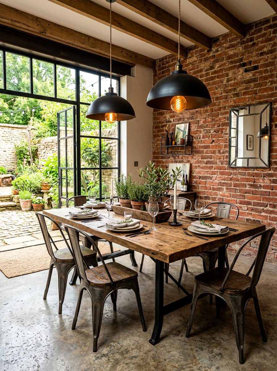 Industrial Farmhouse Dining Room - 30 farmhouse dining room ideas