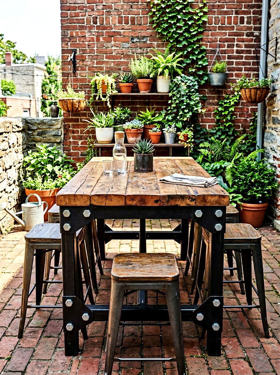 Industrial Farmhouse Patio Table - 30 farmhouse outdoor table ideas