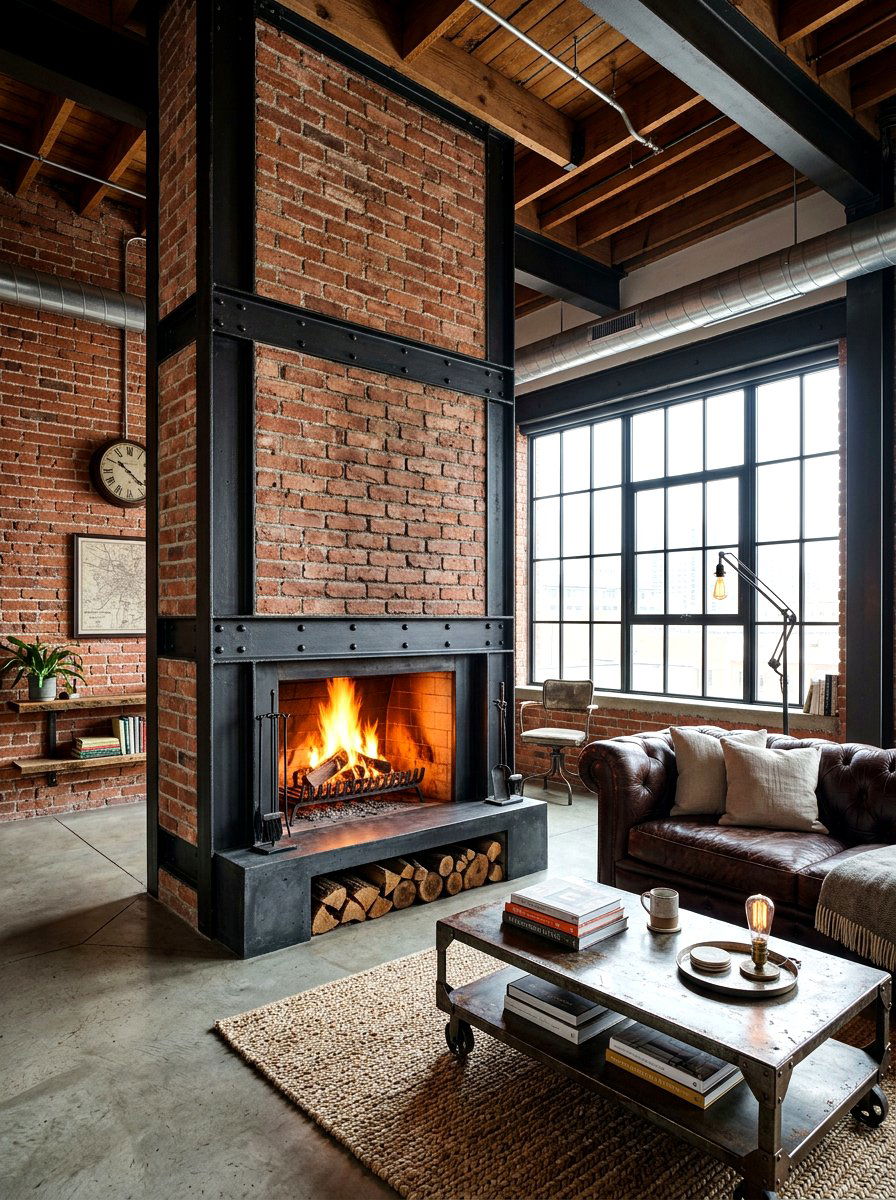 Industrial Fireplace Style - 30 fireplace wall living room ideas