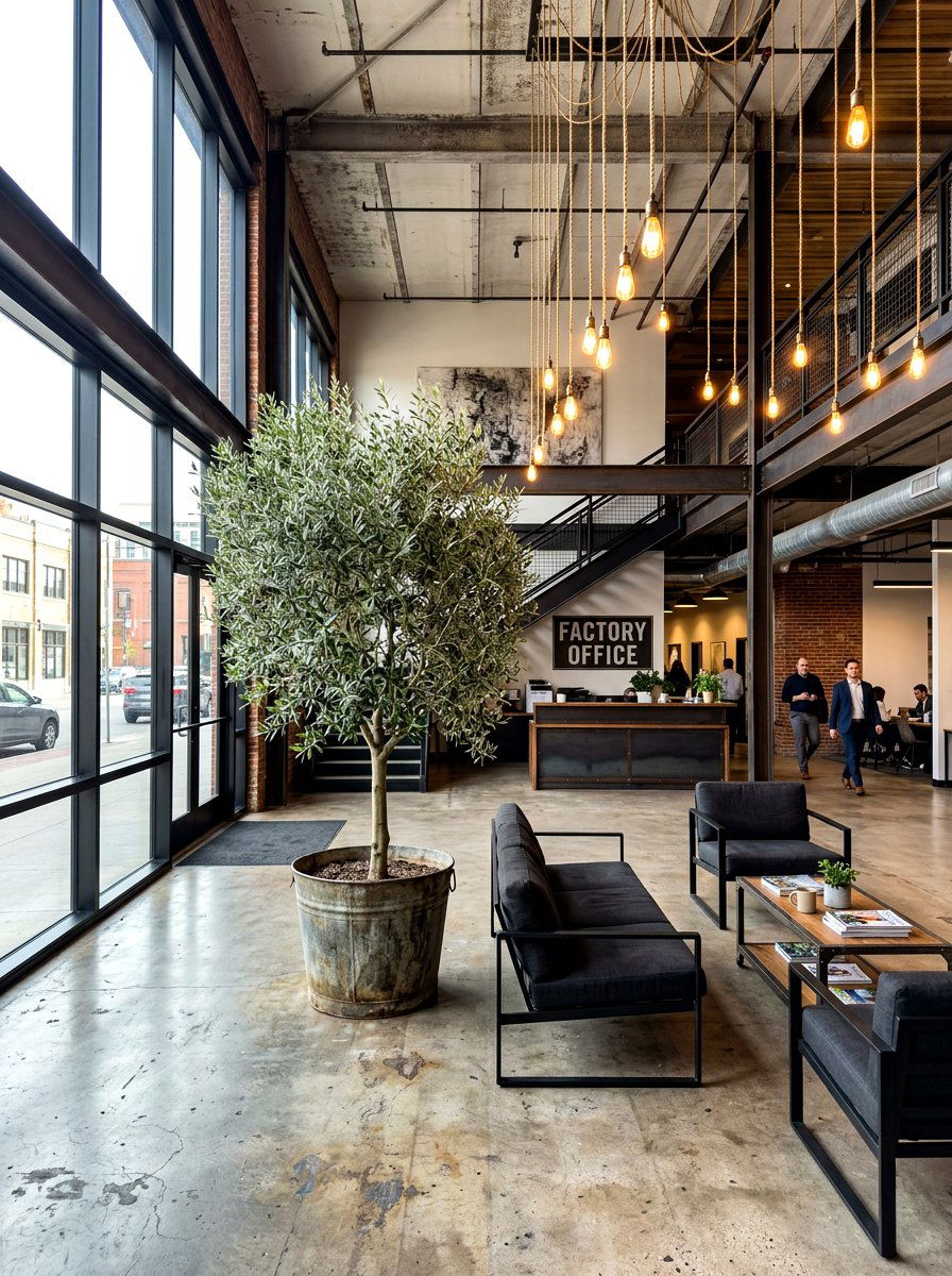 Industrial Foyer Olive Tree - 30 olive tree entry ideas