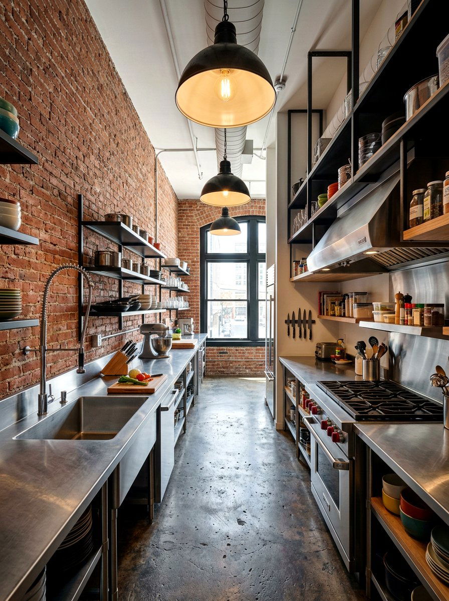 Industrial Galley Kitchen - 30 cozy galley kitchen ideas