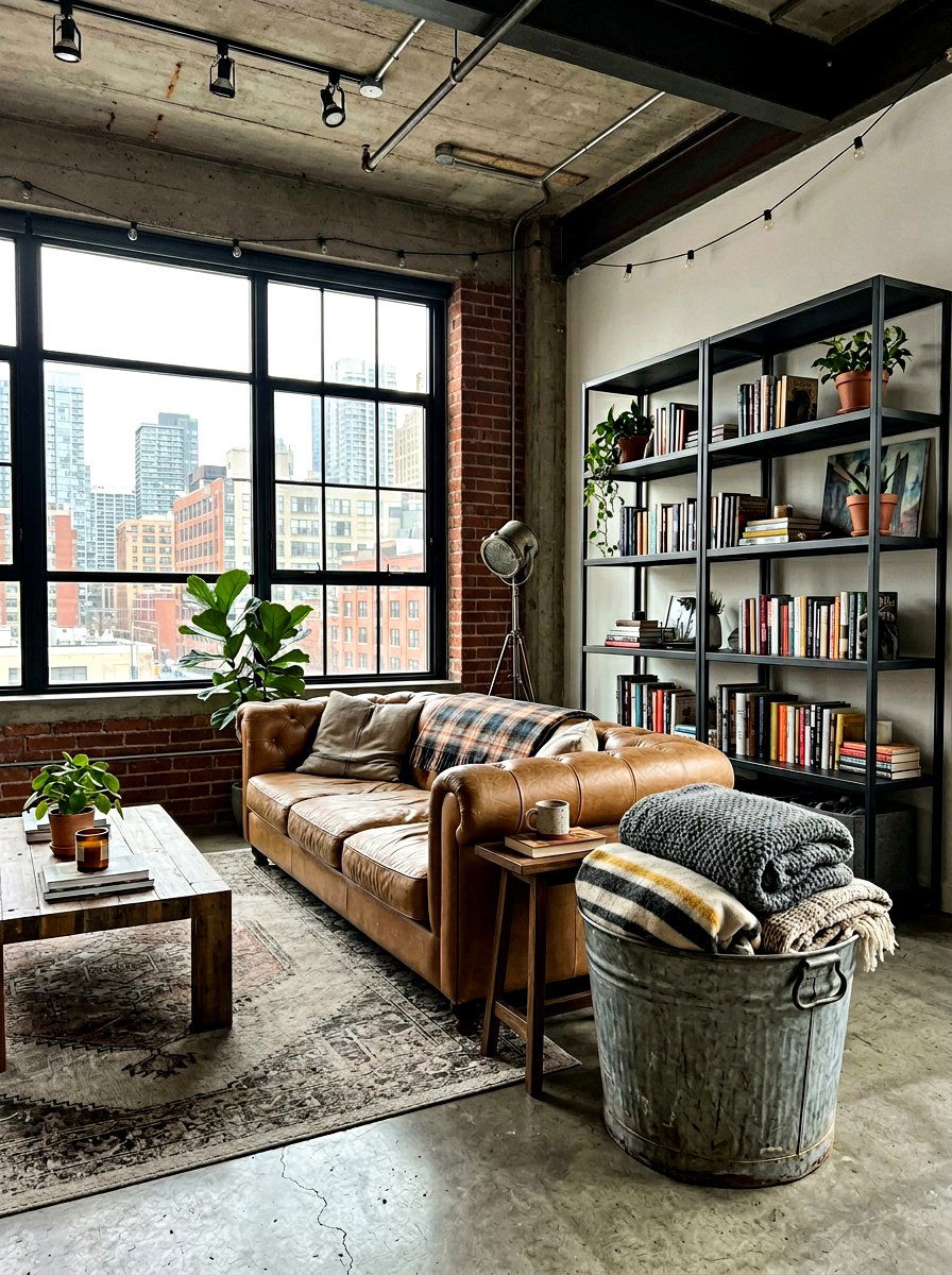 Industrial Galvanized Metal Bucket - 30 living room blanket basket ideas
