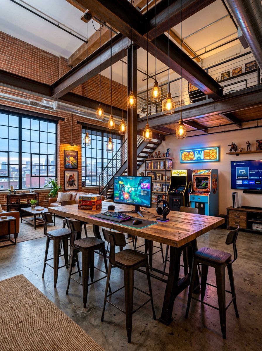 Industrial Game Loft - 30 poker room ideas