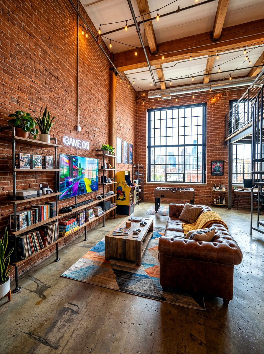 Industrial Game Loft - 30 game room ideas