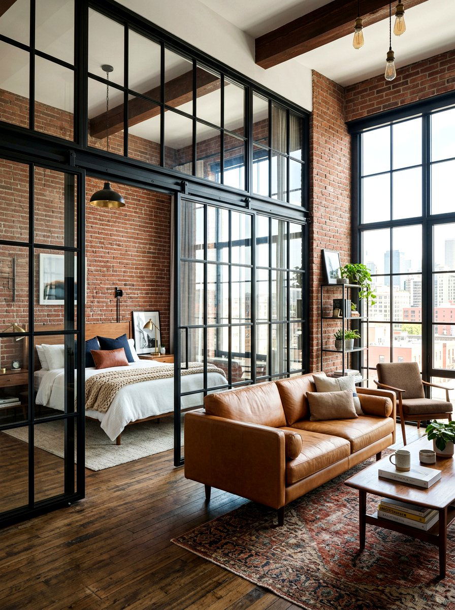 Industrial Glass Wall Partition - 30 partial wall room divider ideas