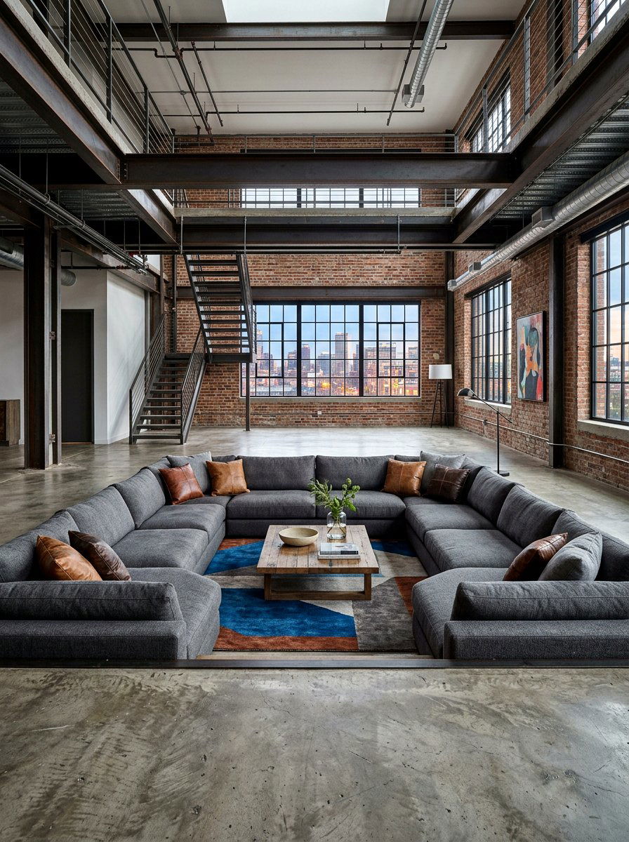 Industrial Gray Pit Sectional - 30 pit sofa living room ideas