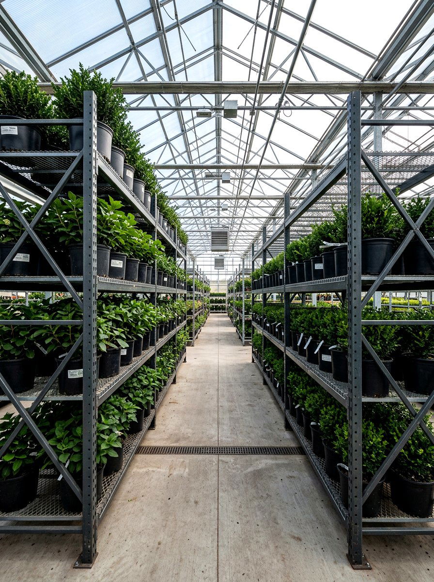Industrial Greenhouse Racks - 30 greenhouse shelving layout ideas