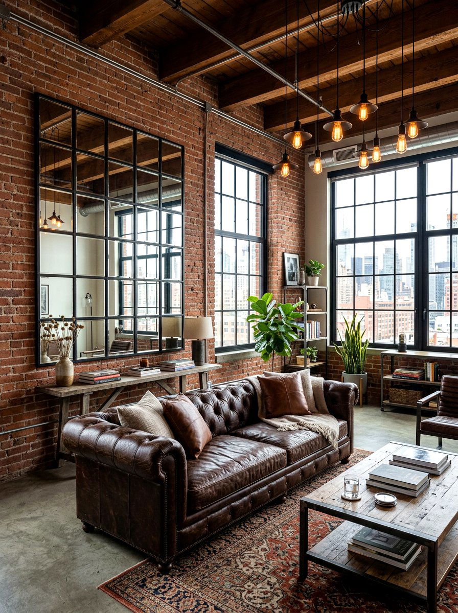 Industrial Grid Mirror - 30 mantel mirror ideas