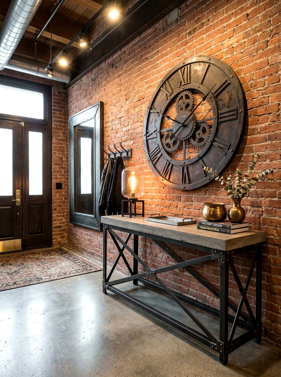 Industrial Hallway Table - 30 layered entry table ideas