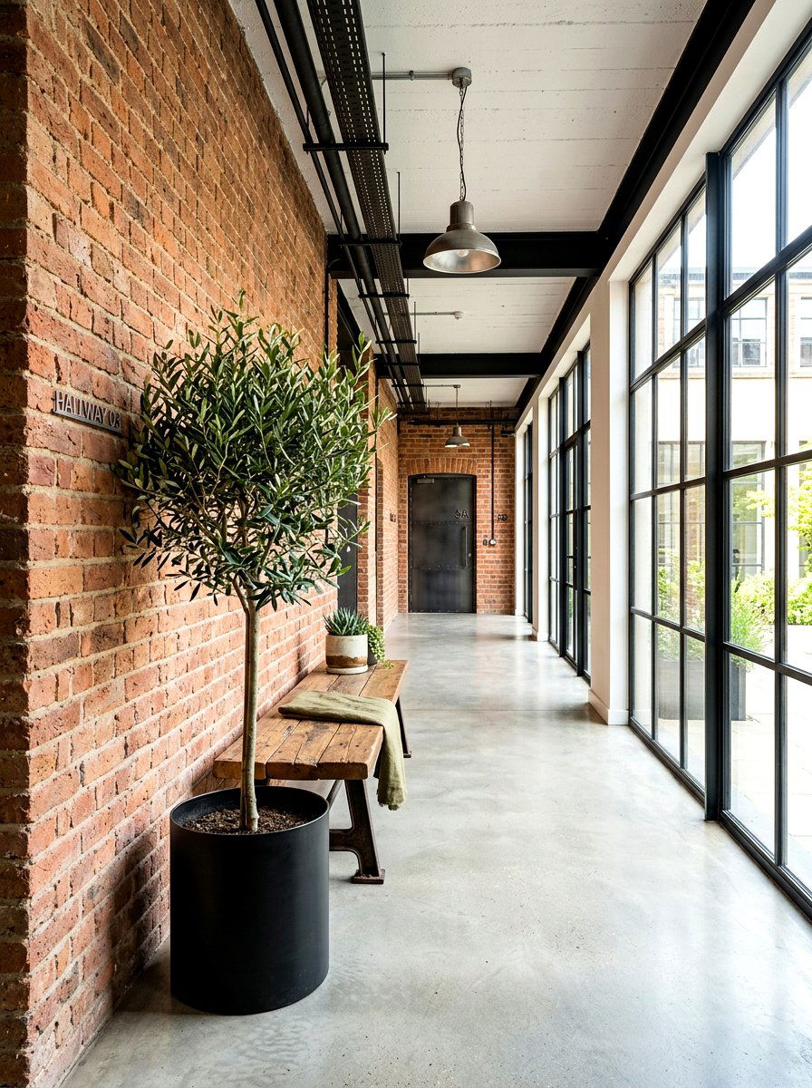 Industrial Hallway - 30 potted olive tree entry ideas