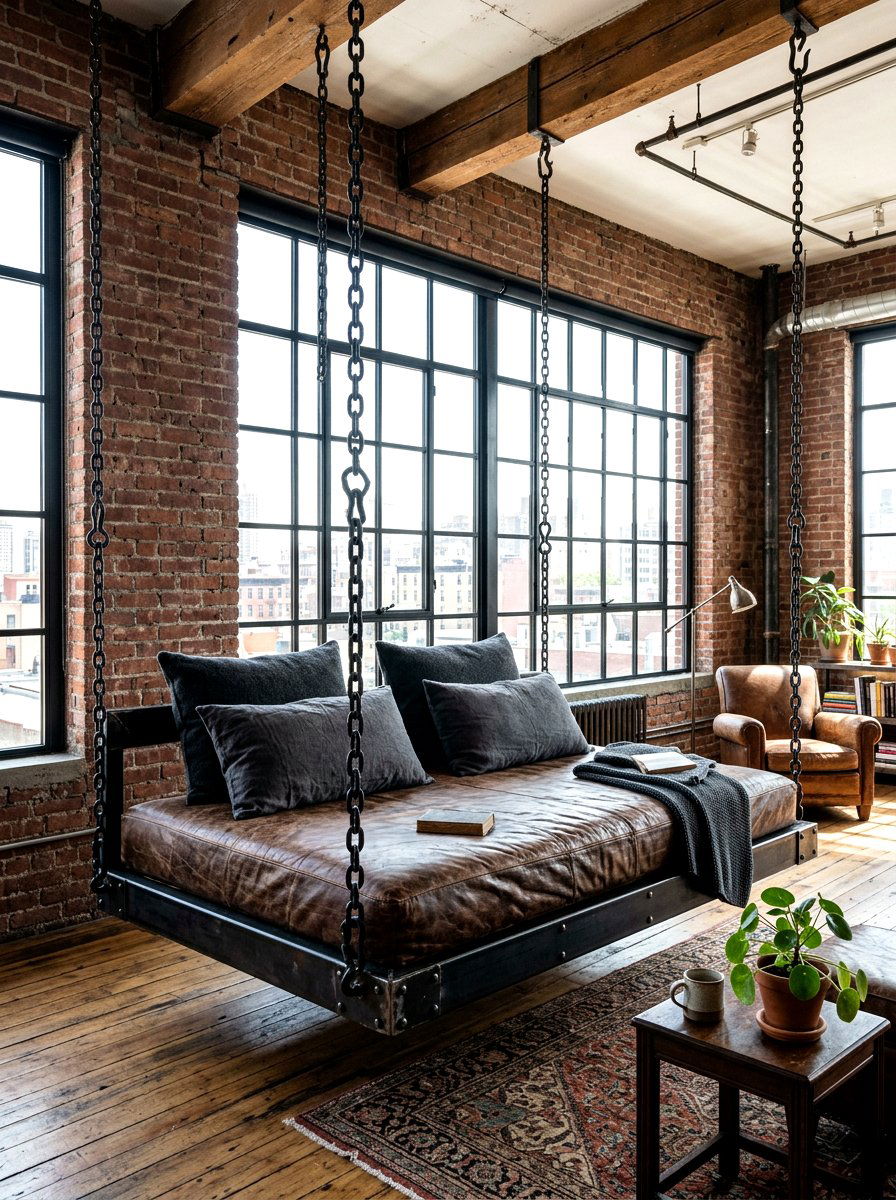 Industrial Hanging Daybed - 30 hanging daybed ideas