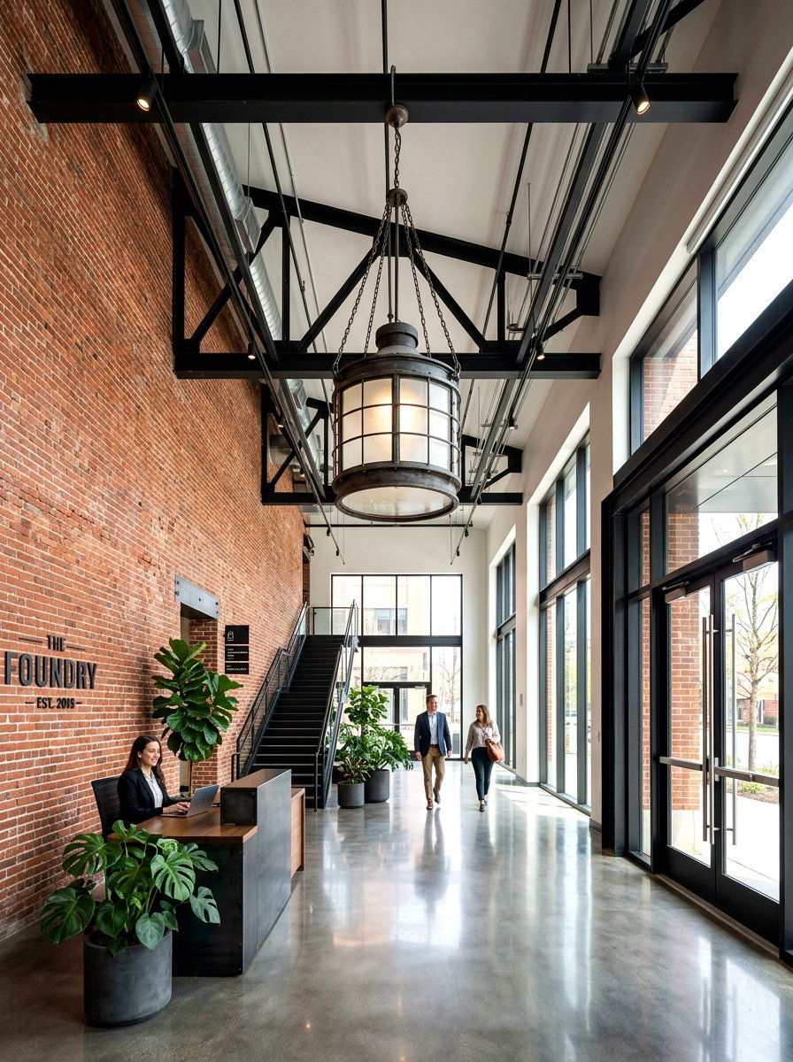 Industrial High Ceiling Entry - 30 double height foyer ideas