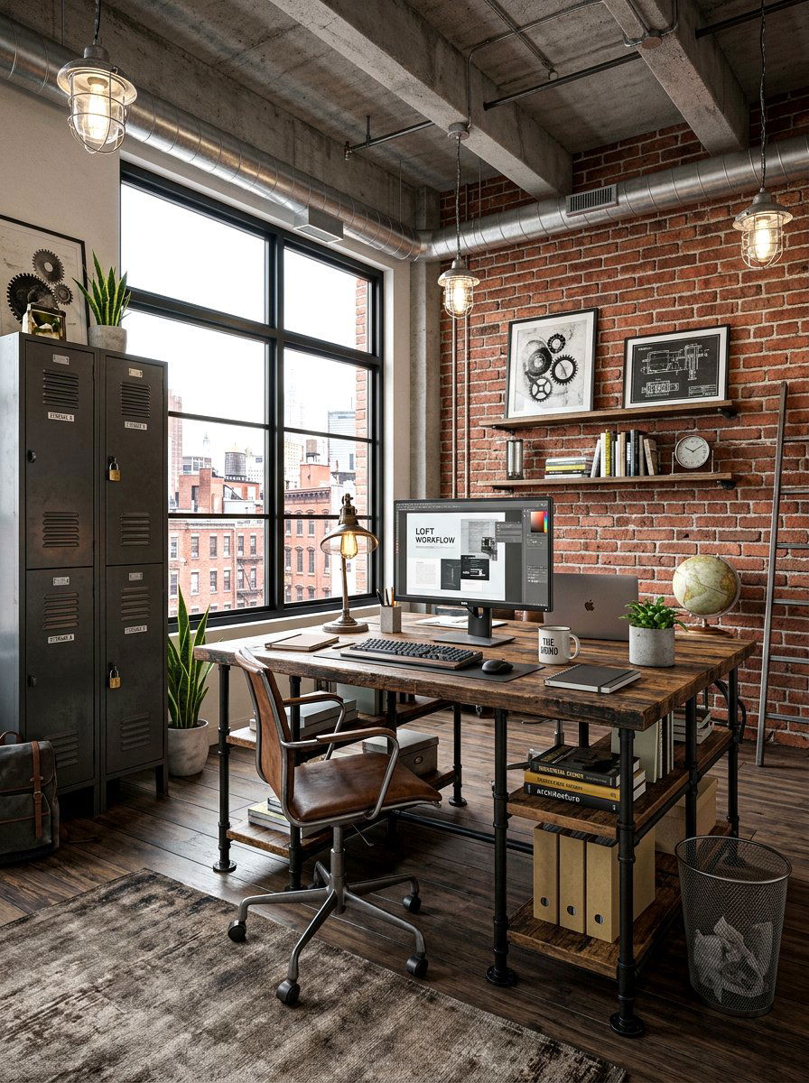Industrial Home Office - 30 writing desk nook ideas